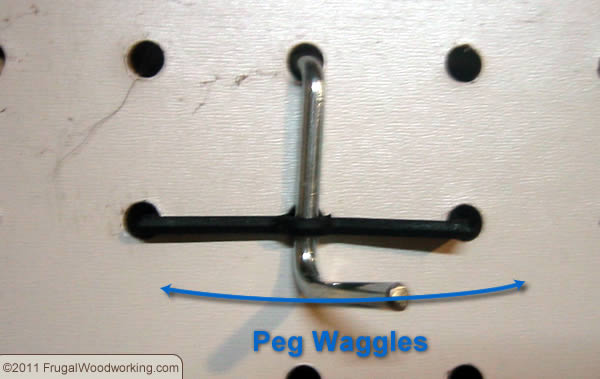 The pegboard peg waggles.